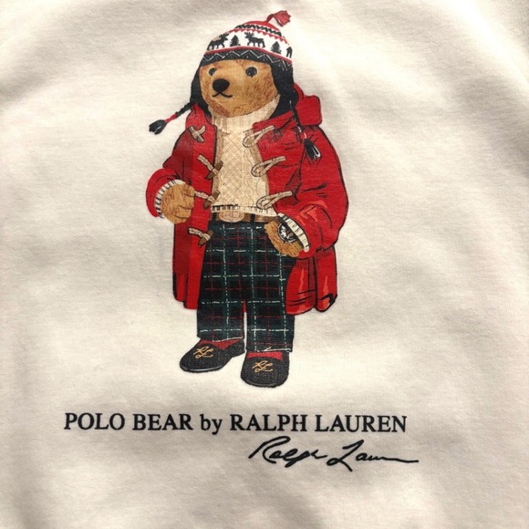 Polo Ralph Lauren Kids Polo Bear Sweatshirt Crew Pullover Preppy Winter Sz S 8 - Picture 3 of 9